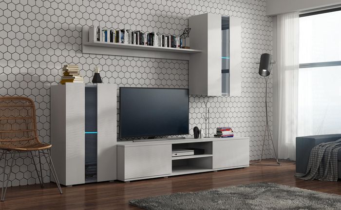 Set Modern Wohnwand Vitrinen Regal Schrank Wohnzimmer Modern Stil Wohnwände 4tlg