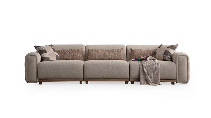Sofa 3 sitzer Stoffsofa Polstersofa Couch Sofa Beige Wohnzimmer Relax Neu