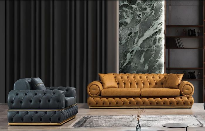 Luxus Chesterfield Sofagarnitur 3+1 Sitzer Garnitur Sofa Sessel Sofas Polster