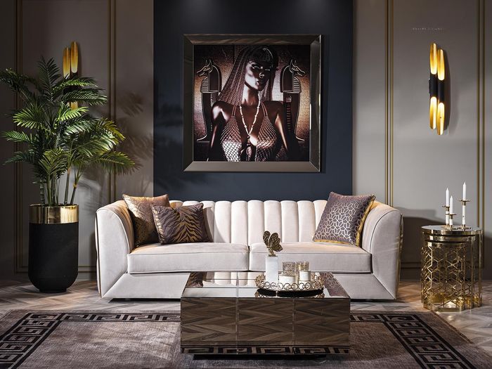 Modernes Weißes Sofa Couchtisch Polstercouch Wohnzimmer Textilsofas