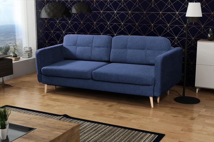 Schlafsofa Luxus Designer Sofa 3 Sitzer Möbel Polster Textil Blaue Couchen Ecke