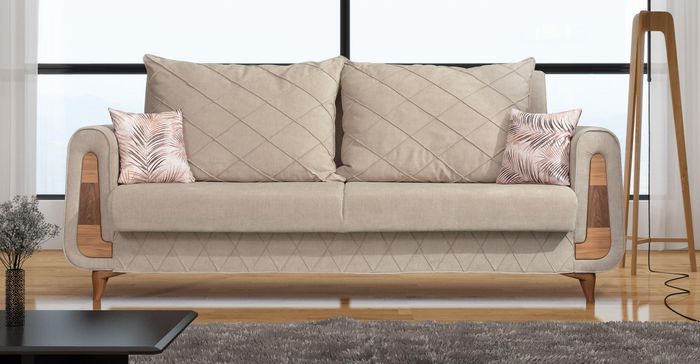 Designer Moderne Luxus Sofa 3 Sitzer Möbel Polster Textil Beige Couchen xxl Neu