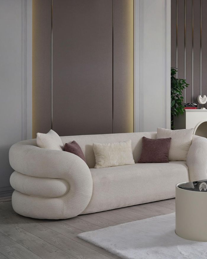Sofa 3 Sitzer Wohnlandschaft Sofas Couch Polster Garnitur Stoff Leder Modern