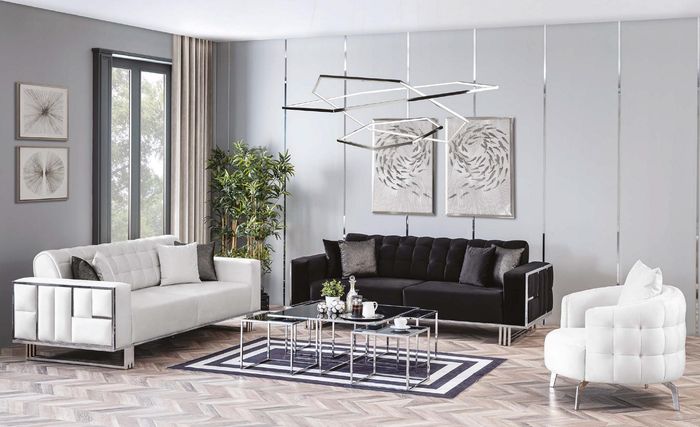 Luxus Wohnzimmer Möbel Couch Sitzgarnitur Sofa Samt Sofagarnitur 3tlg