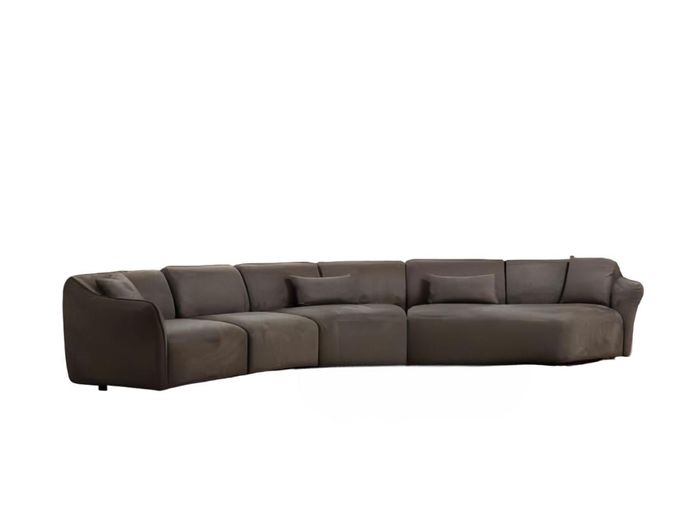 Grauer 6-Sitzer Wohnzimmer Couch Luxuriöse Sofas Designer Textil Couchen