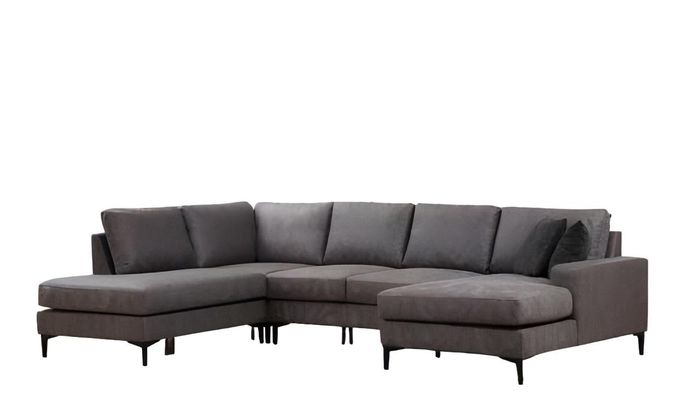 Graues Designer Sofa Moderne Wohnzimmer Stoffcouch Designer U-Form Möbel