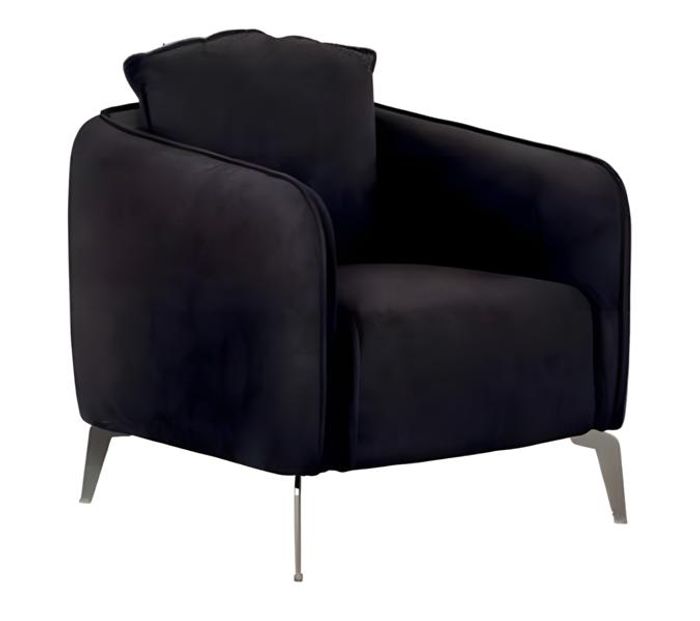 Sessel Schwarz Stoffbezug Modern Chromfüße Komfort Polster Lounge Designstuhl