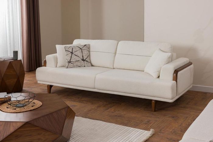 Sofa Modern Cremefarben Couch Big Sofas Komfort Wohnzimmer Design 3-Sitzer
