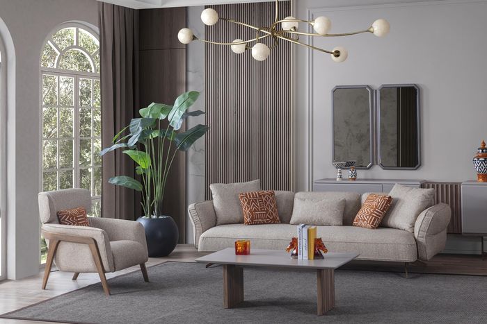 Luxus Modern Wohnzimmer Set 4tlg. Sofa 4 sitzer Sessel Couchtisch Garnitur