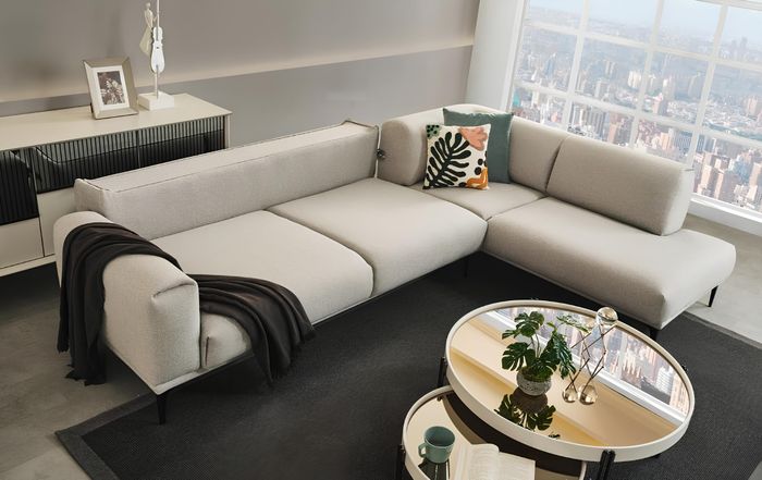 Weißes Ecksofa L-Form Designer Couch Polstersofas Wohnzimmer Möbel Neu