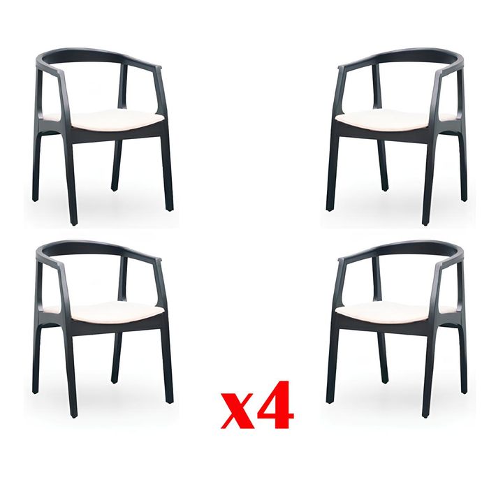 Set 4x Sessel Stuhl Design Holz Textil Polster Stühle Gastro Esszimmer Stoff Neu