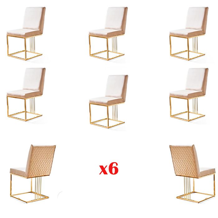 Set 6x Sessel Stuhl Designer Metall Textil Polster Stühle Gastro Esszimmer Möbel