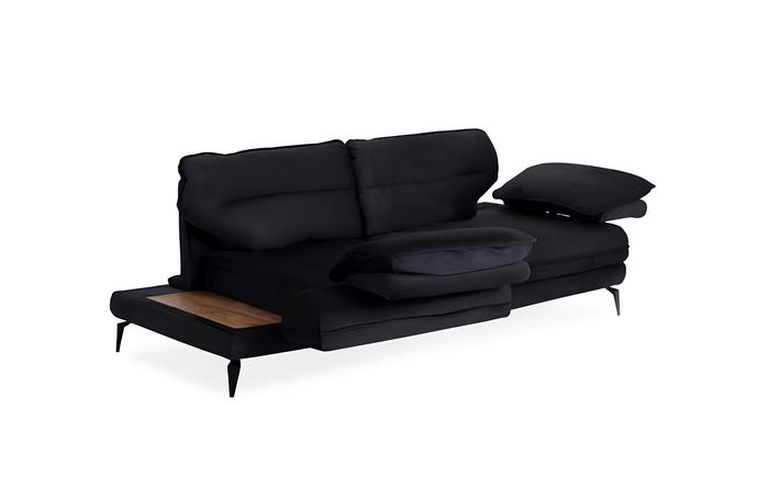 Multifunktion Couch Samt Schwarz Dreisitzer Couchen Design Möbel Stoff