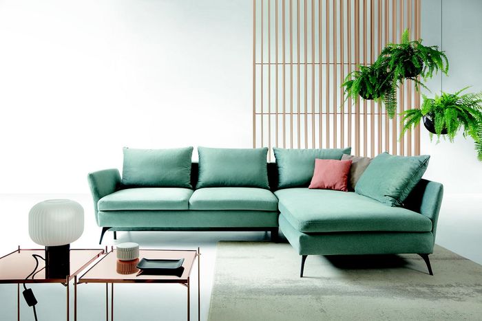 Wohnzimmer Grün Möbel Textil Sofas Ecksofa L Form Couch Polstermöbel Schlafsofa