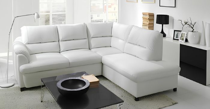Ecksofa Eck Wahl Leder Stoff Kasten&Bett Polster Textil Couch Sofa Ecke Garnitur