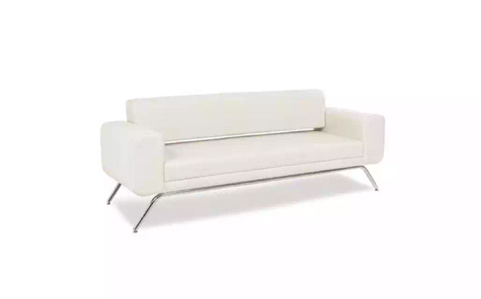 Weißer Dreisitzer Luxus Edelstahlfüße Textilmöbel Büro Couch Modern Neu