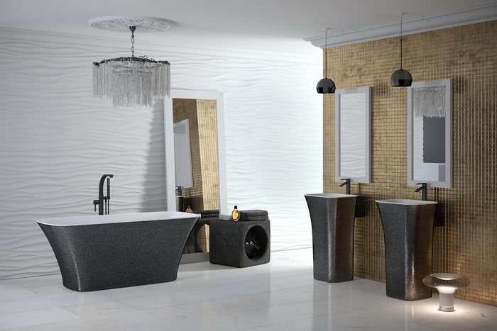Exclusive Freistehende Design Badewanne Moderne Wanne Bad Frei stehend Schwarz