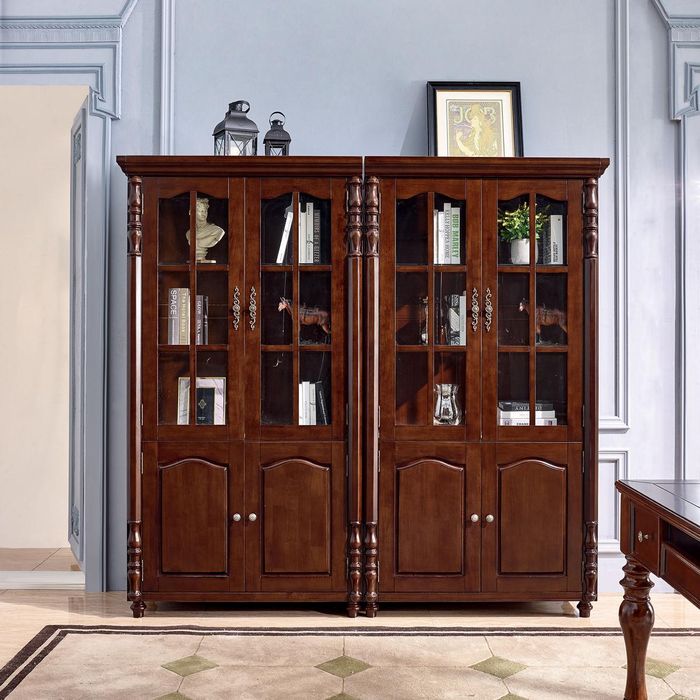 Bücherregal Vitrine Vitrinen Schrank Regal Holz Schrank Bücherschrank Möbel 2tlg