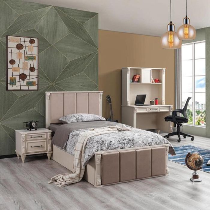 Kinderzimmer Set Modern Kinderbett Nachttisch Kommode Schreibtisch Möbel Beige