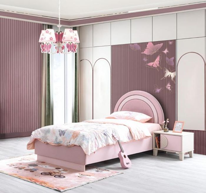 Kinderzimmer Set Kinderbett Nachttisch Kleiderschrank rosa Luxus Möbel Modern