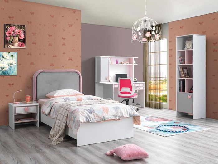 Weiß Kinderzimmer Set Kinderbett Nachttisch Buecherregal Schreibtisch Modern