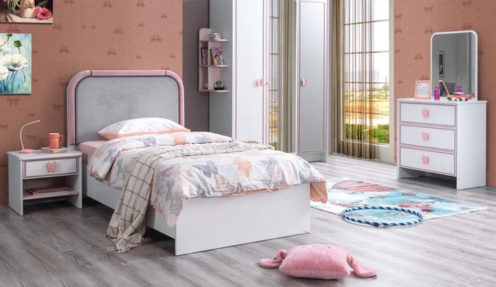 Kinderzimmer Set Kinderbett Nachttisch Kommode Top-Qualität Weiß Modern