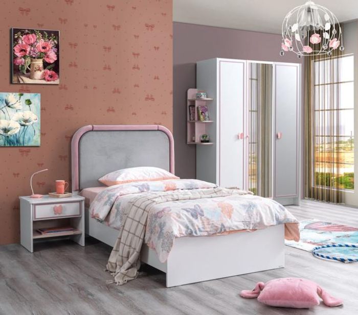 Weiß Kinderzimmer Set Kinderbett Nachttisch Kleiderschrank Top-Qualität