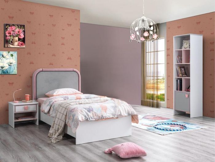 Kinderzimmer Set Kinderbett Nachttisch Buecherregal Top-Qualität Weiß Modern