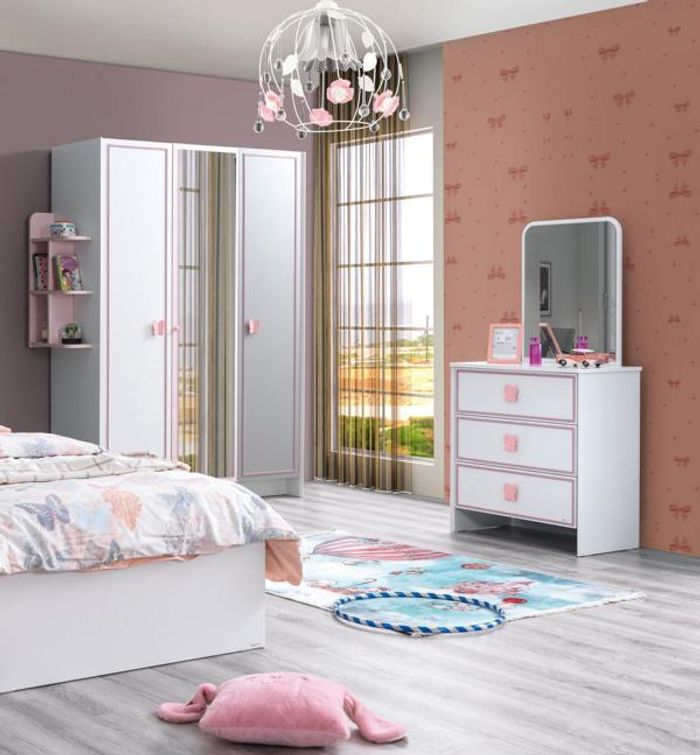 Kinderzimmer Set Weiß Komplett Kleiderschrank Kommode Helles Modern Möbel