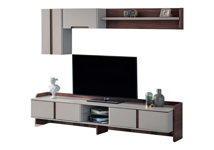 Weiße Wohnzimmer Wohnwand Luxuriöse Möbel RTV Lowboard Regale Sideboard