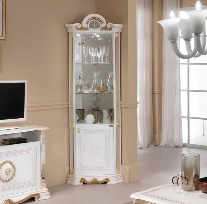 Weisse Eckvitrine Glasschrank Vitrinen Schränke Regal Italienische Möbel Regale