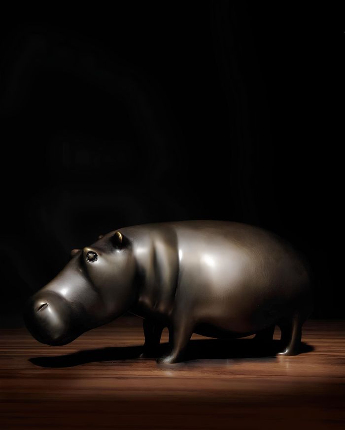 Messing Hippo Nilpferd Statue Heim Dekor Farbe Gold Figur neu Wohnzimmer