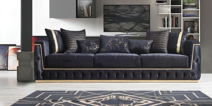 Dreisitzer Sofa 3 Sitzer Sofas Polster Möbel Couchen Chesterfield mit Textil