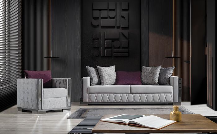 Silber Spiegel Sofagarnitur Couch Sitzpolster Sofagarnitur 3+1 Sitzer Couchen