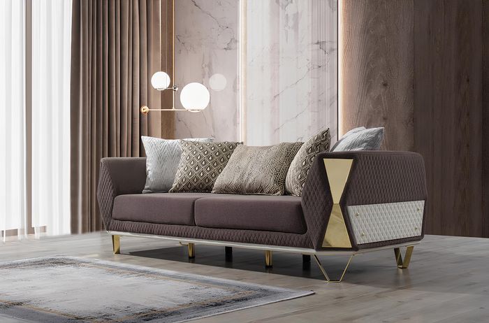 Dreisitzer Sofa 3 Sitz Sofas Wohnzimmer Couch Stoff Couchen Möbel grau