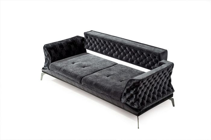 Schwarze Couch Sofa Garnitur 3+1 Sitz Chesterfield Wohnzimmer Polster Möbel