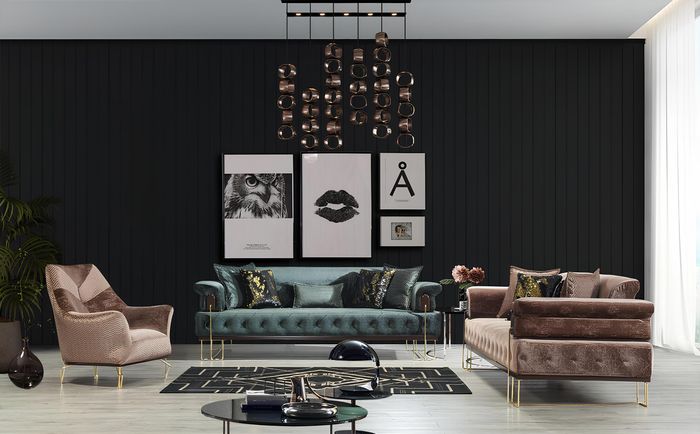 Braun Couch Sofa Garnitur 3+1 Sitz Chesterfield Wohnzimmer Polster Möbel