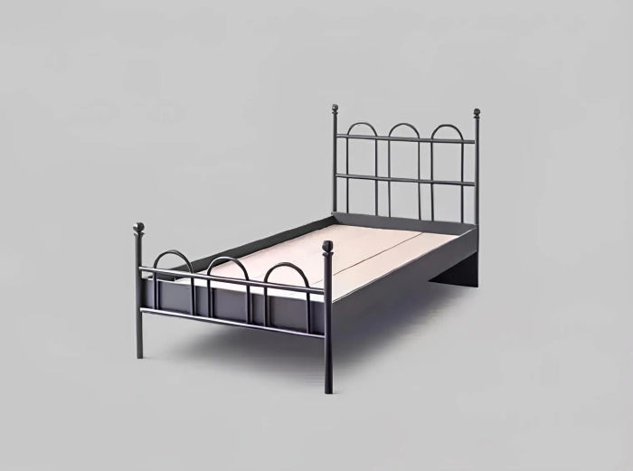 Schwarzes Metall Bett Klassisches Bettgestell Möbel Jugendzimmer Schwarz