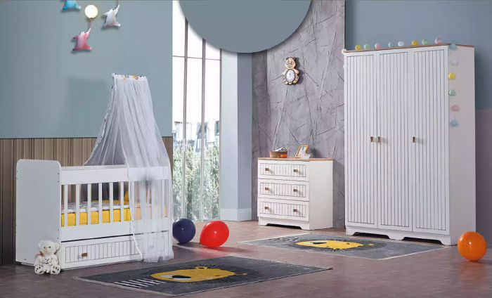 Baby Komplettzimmer Schrank Bett Kinderzimmer Säugling Kommode 3tlg.