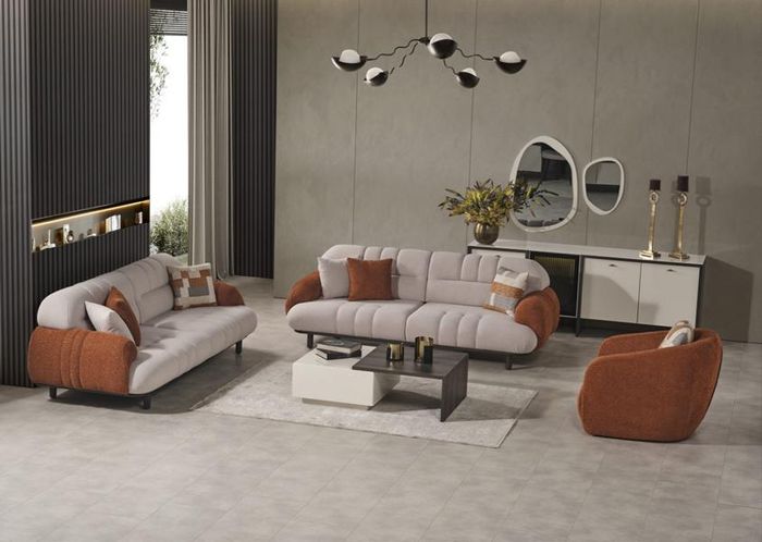 Sofagarnitur Set 3 tlg Wohnzimmer Sitz Set Designer 2x 3-Sitzer Polster Sessel