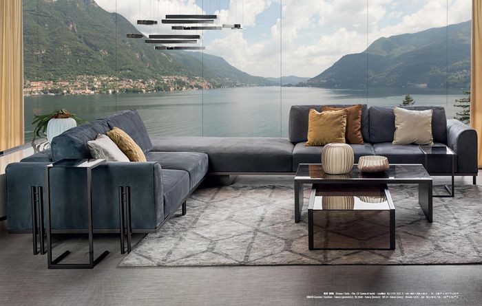 Wohnzimmermöbel L Form Sofa für Wohnzimmer Couchtisch Massivholzsofa Design 2tlg