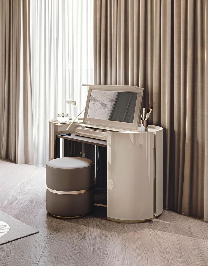 Schminktisch mit Spiegel Schlafzimmer Möbel Design Nachttisch Hocker 2tlg. Neu