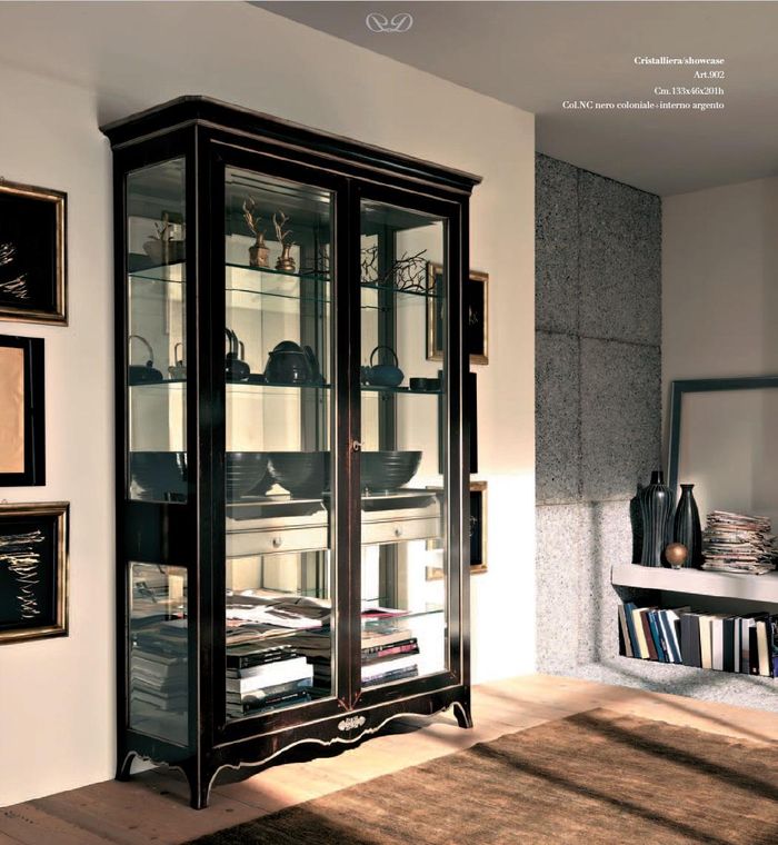 Vitrine Wohnzimmer Möbel Massive Holz Vitrinen Glas Schrank Echtholz Anrichte