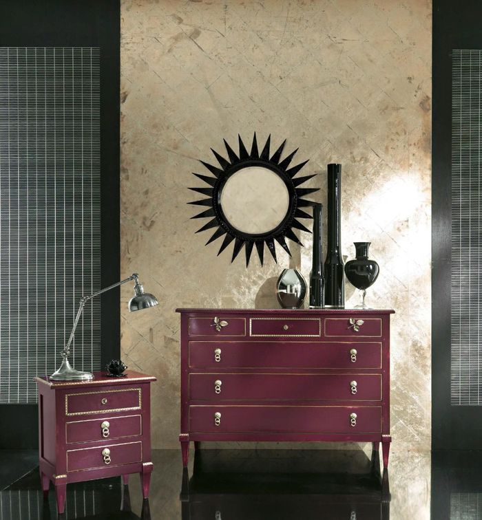 Nachttisch mit 3 Schublade Holzschrank Möbel Design Bizzotto Italienisch Neu