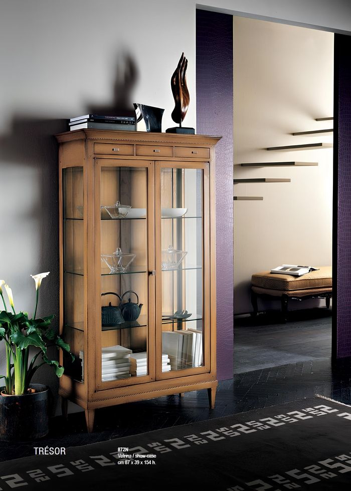 Vitrine Massiv Holz Möbel Glas Schrank Schränke Vitrinen Wohnzimmer Anrichte Neu
