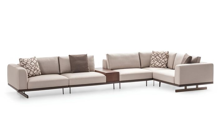 Großes Ecksofa Stoffmöbel L-Form Couchen Sofas Beige Wohnzimmermöbel