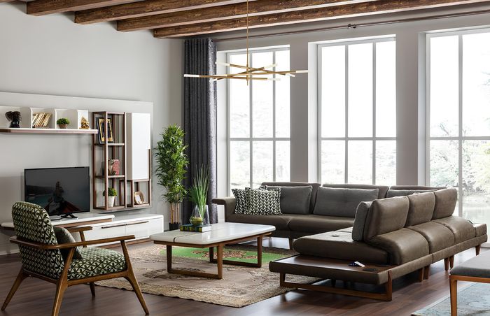 Wohnzimmer Set Luxus Möbel L-Form Sofa Sessel Textil Möbel Set Neu