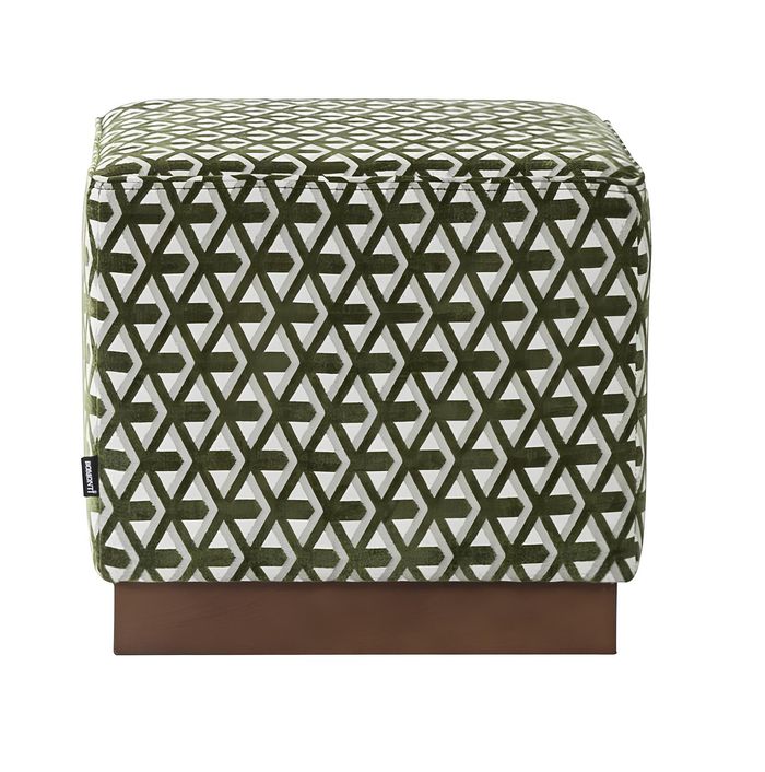 Hocker Puff Fußhocker Grün-weißer Polsterhocker Sitzhocker Stoff Sitz