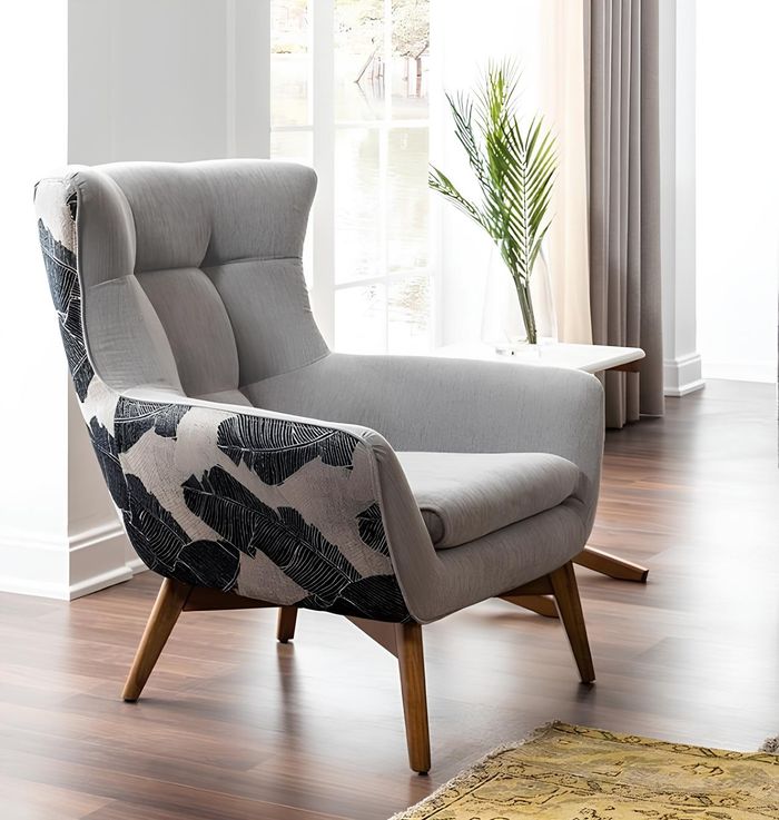 Sessel Ohrensessel Cocktailsessel Sitzer Modern Design Grau Stoff Sitz