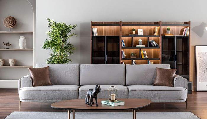 Dreisitzer Sofa 3 Sitzer Stoffsofa Sofas Modern Grau Stoff Couch Neu